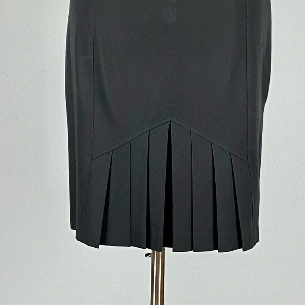 Jana Kos Womens Black Straight Pencil Skirt Pleated Hem size 6